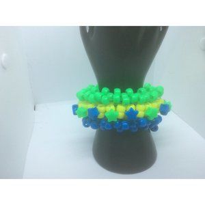 Kandi Rotating Cuff Blue Yellow Green Kandi Bracelet Stim/Fidgeting Spin Around